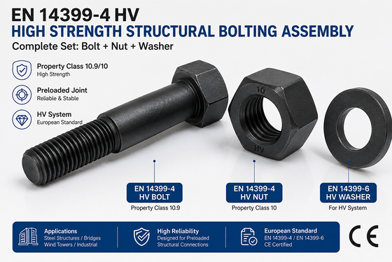EN 14399-10 Cup Head HRC Grade 10.9 Structural Bolts Black Oxide