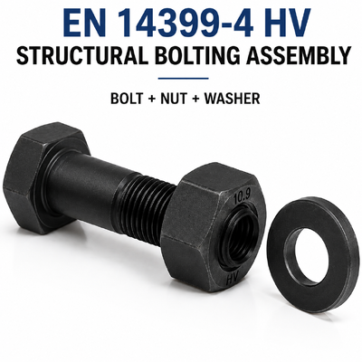 Black Oxide EN 14399-4 HV Bolts Nuts Steel Construction Bolts