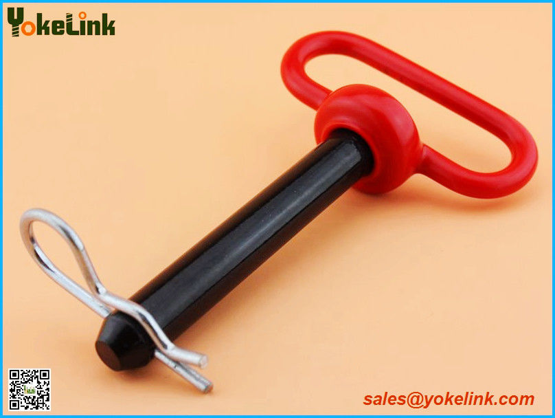 1" Red Handle Head Hitch pin with R Clip for farm Tractors and Trailers