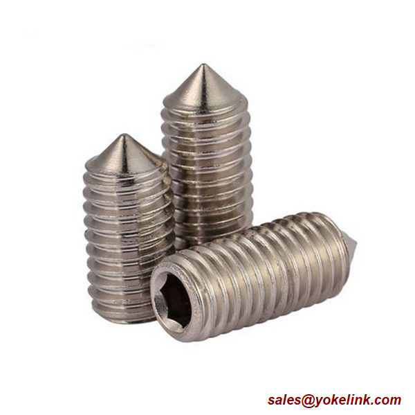 ASME B18.3, DIN 914 Stainless Steel Socket Set screws with Cone Point, Nylok patch