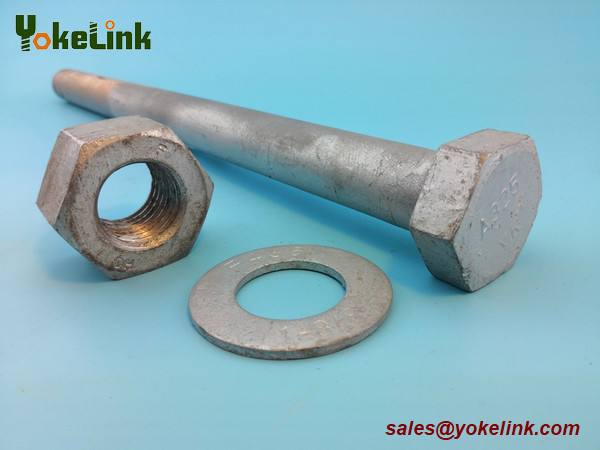 1-1/8" ASTM F3125 Grade A325 Hot Dipped Galvanized Steel Structural Bolt w/A563 DH Nut & F436 Washer
